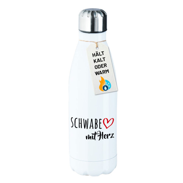 Edelstahl-Trinkflasche Schwabe mit Herz 500ml Wasserflasche