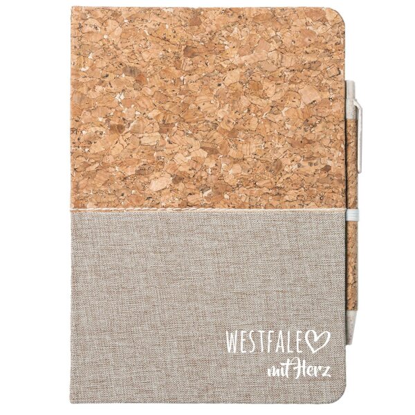 Notizbuch A5 Westfale mit Herz 80 Blatt inkl. Kugelschreiber