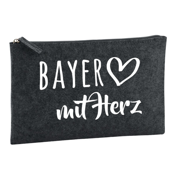 Kulturbeutel Bayer mit Herz 1 Liter Filz Charcoal Kosmetiktasche