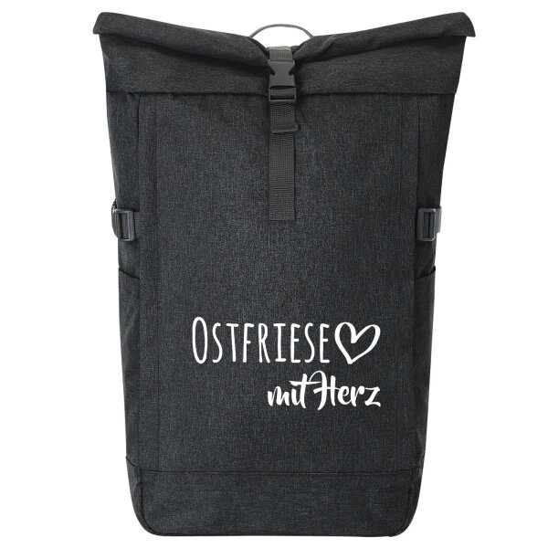 Kurierrucksack Ostfriese mit Herz 30-44 Liter Black Melange