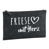 Kulturbeutel Friese mit Herz 1 Liter Filz Charcoal...