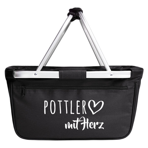 Einkaufskorb faltbar Pottler mit Herz 20 Liter Tragekorb Black