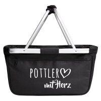 Einkaufskorb faltbar Pottler mit Herz 20 Liter Tragekorb Black