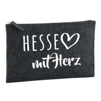 Kulturbeutel Hesse mit Herz 1 Liter Filz Charcoal Kosmetiktasche