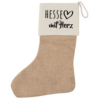 Weihnachtsstrumpf Hesse mit Herz Beige