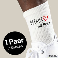Socken Bremer mit Herz Größe 37/46 White Motiv Tennissocken