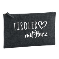 Kulturbeutel Tiroler mit Herz 1 Liter Filz Charcoal...