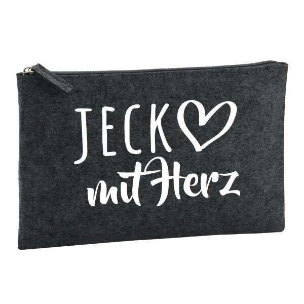 Kulturbeutel Jeck mit Herz 1 Liter Filz Charcoal Kosmetiktasche