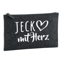 Kulturbeutel Jeck mit Herz 1 Liter Filz Charcoal...