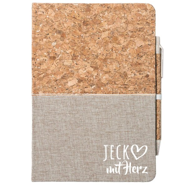 Notizbuch A5 Jeck mit Herz 80 Blatt inkl. Kugelschreiber