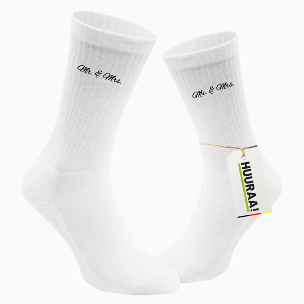 Socken Mr. & Mrs. Schriftzug Größe 37/46 White Motiv Tennissocken