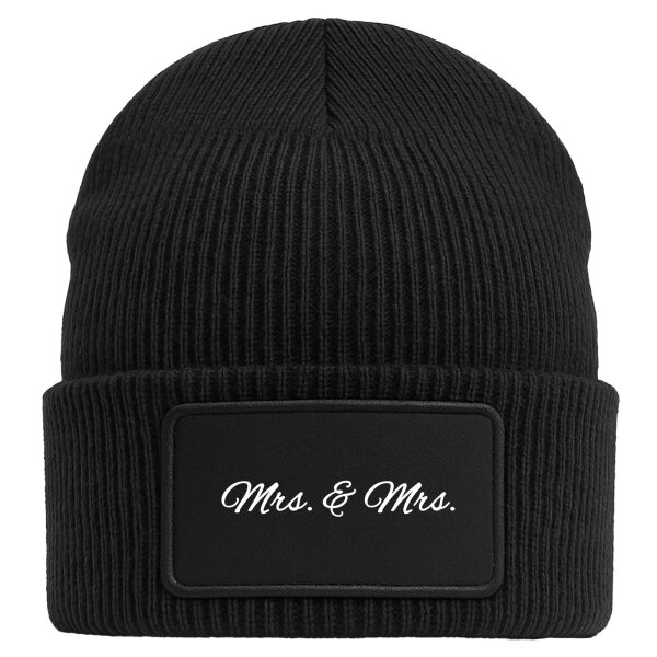 Beanie Mrs. & Mrs. Schriftzug Black Mütze
