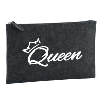 Kulturbeutel Queen Krone 1 Liter Filz Charcoal...