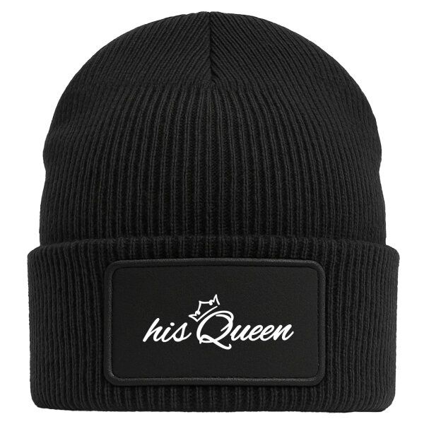 Beanie his Queen Krone Black Mütze