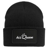 Beanie his Queen Krone Black Mütze