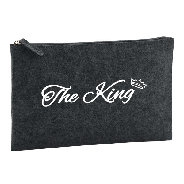 Kulturbeutel The King Krone 1 Liter Filz Charcoal Kosmetiktasche