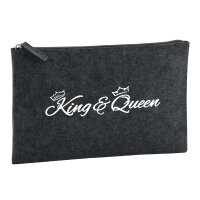 Kulturbeutel King & Queen Krone 1 Liter Filz Charcoal...