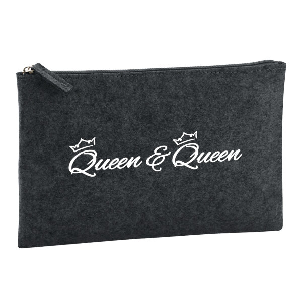 Kulturbeutel Queen & Queen Krone 1 Liter Filz Charcoal Kosmetiktasche