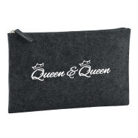 Kulturbeutel Queen & Queen Krone 1 Liter Filz Charcoal Kosmetiktasche