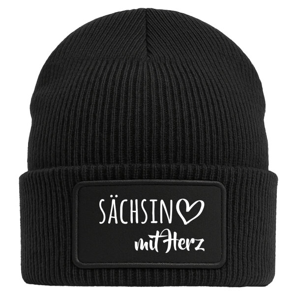 Beanie Sächsin mit Herz Black Mütze