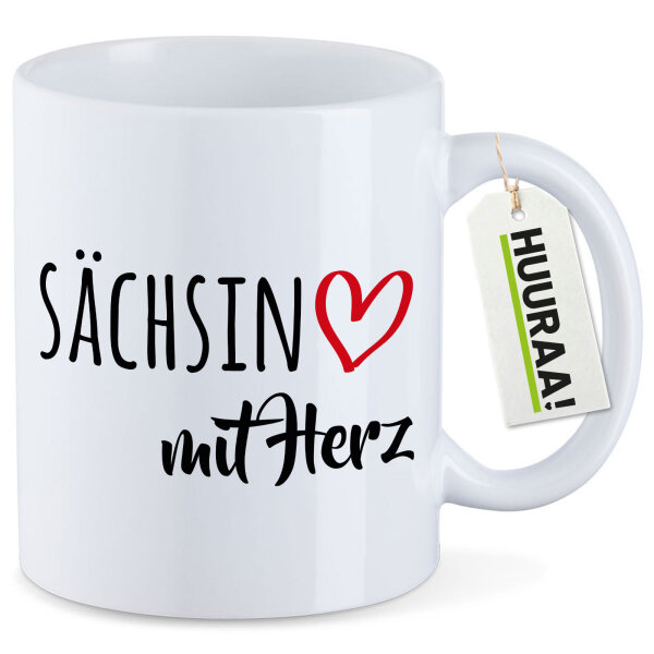 Kaffeetasse Sächsin mit Herz 330ml