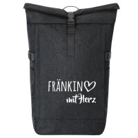 Kurierrucksack Fränkin mit Herz 30-44 Liter Black Melange