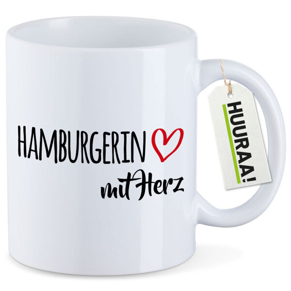 Kaffeetasse Hamburgerin mit Herz 330ml