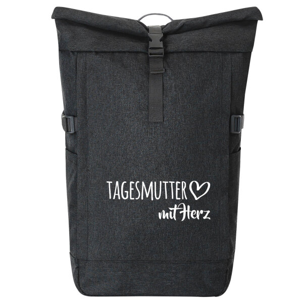 Kurierrucksack Tagesmutter mit Herz 30-44 Liter Black Melange