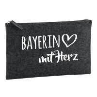 Kulturbeutel Bayerin mit Herz 1 Liter Filz Charcoal...