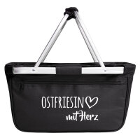Einkaufskorb faltbar Ostfriesin mit Herz 20 Liter Tragekorb Black