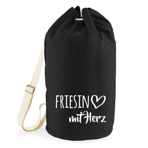 Seesack Friesin mit Herz 20 Liter Rucksack Black