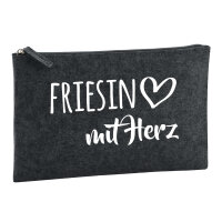 Kulturbeutel Friesin mit Herz 1 Liter Filz Charcoal...
