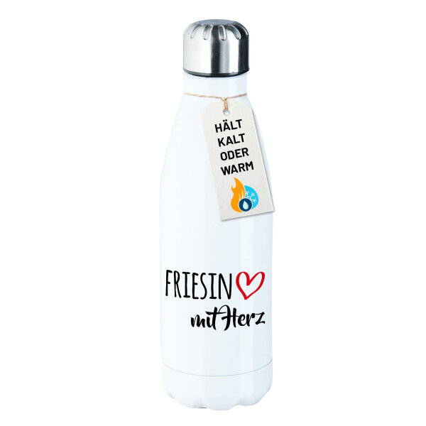 Edelstahl-Trinkflasche Friesin mit Herz 500ml Wasserflasche