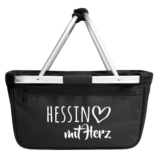 Einkaufskorb faltbar Hessin mit Herz 20 Liter Tragekorb Black