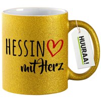 Glitzertasse Hessin mit Herz 330ml