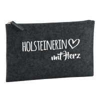 Kulturbeutel Holsteinerin mit Herz 1 Liter Filz Charcoal...