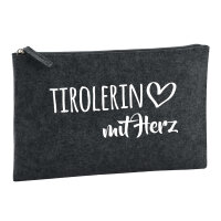 Kulturbeutel Tirolerin mit Herz 1 Liter Filz Charcoal...
