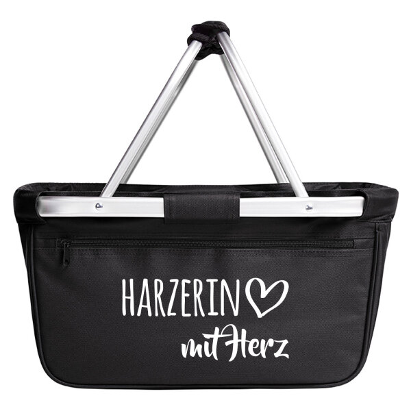 Einkaufskorb faltbar Harzerin mit Herz 20 Liter Tragekorb Black