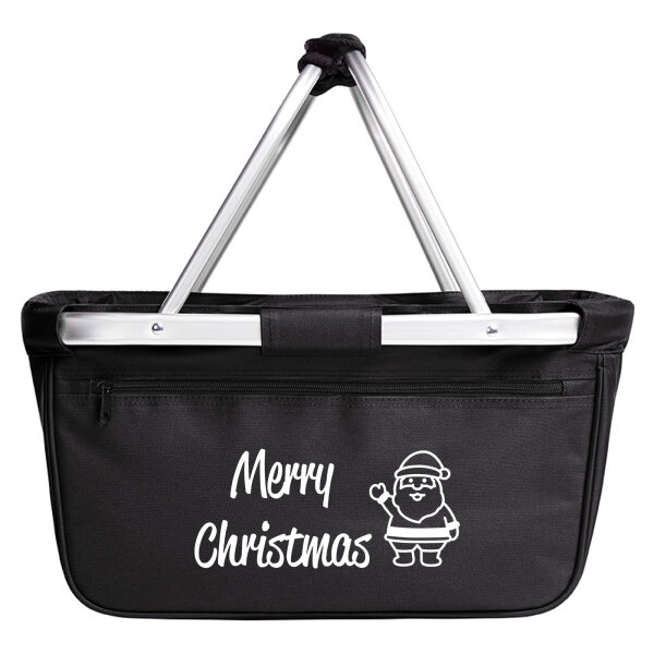 Einkaufskorb faltbar Merry Christmas Weihnachtsmann 20 Liter Tragekorb Black