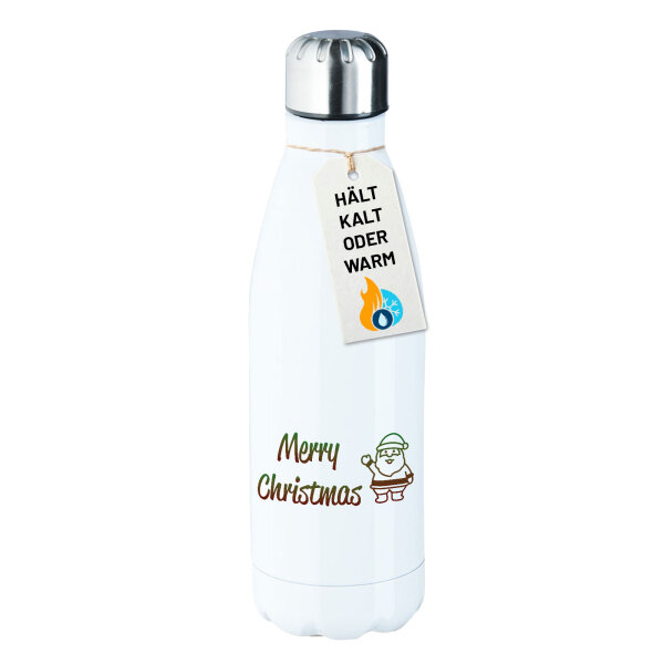 Edelstahl-Trinkflasche Merry Christmas Weihnachtsmann 500ml Wasserflasche