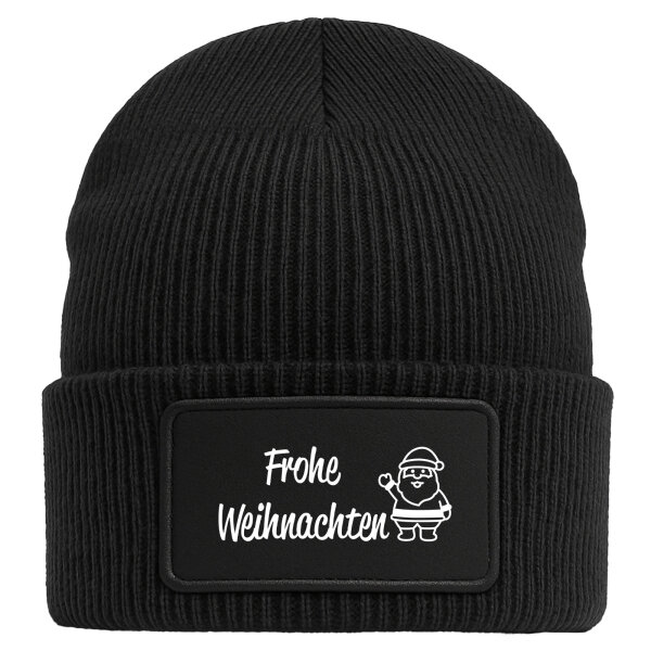Beanie Frohe Weihnachten Weihnachtsmann Black Mütze