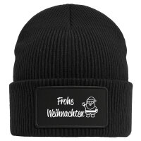 Beanie Frohe Weihnachten Weihnachtsmann Black Mütze