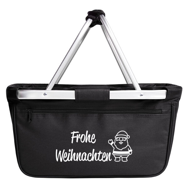 Einkaufskorb faltbar Frohe Weihnachten Weihnachtsmann 20 Liter Tragekorb Black