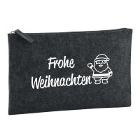 Kulturbeutel Frohe Weihnachten Weihnachtsmann 1 Liter Filz Charcoal Kosmetiktasche