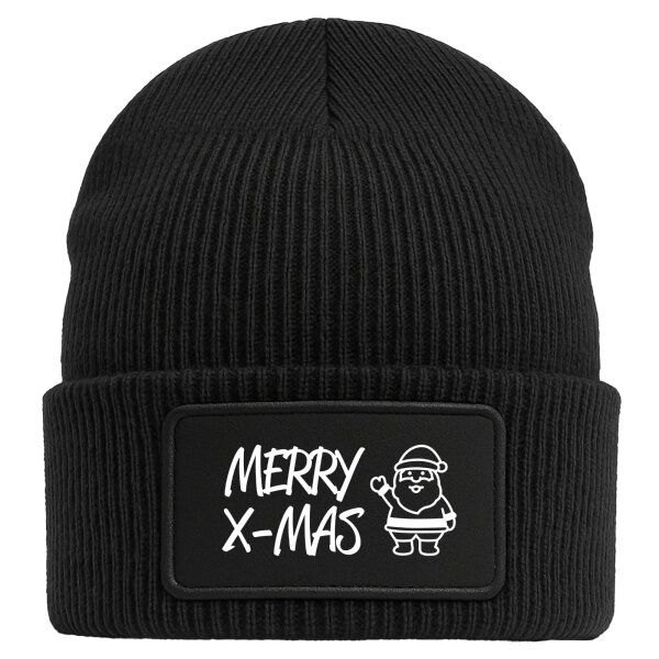 Beanie Merry X-Mas Weihnachtsmann Black Mütze