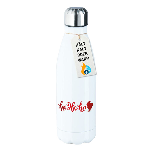 Edelstahl-Trinkflasche Ho Ho Ho Weihnachtsmann 500ml Wasserflasche