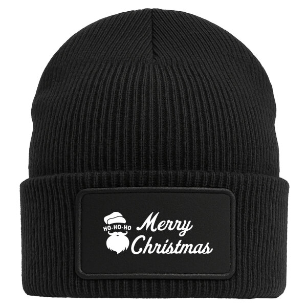 Beanie Ho Ho Ho Santa Merry Christmas Black Mütze