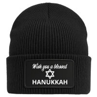 Beanie Wish blessed Hanukka Schriftzug Black Mütze