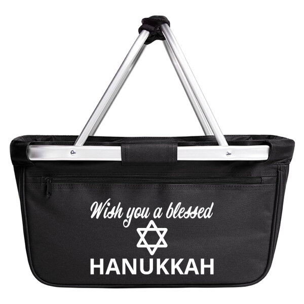 Einkaufskorb faltbar Wish blessed Hanukka Schriftzug 20 Liter Tragekorb Black