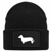 Beanie mit Patch Dackel Silhouette Black